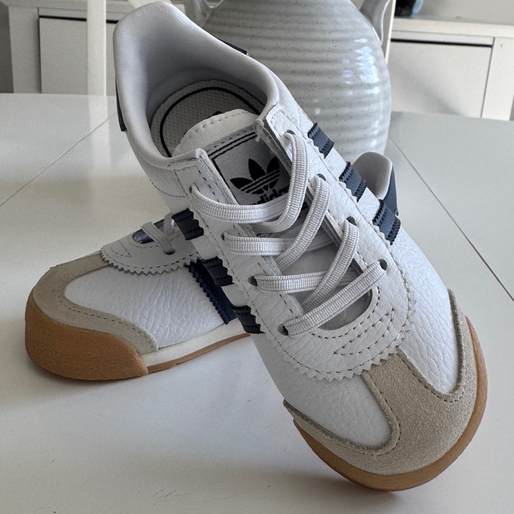 Adidas Kids White and Tan Sneakers